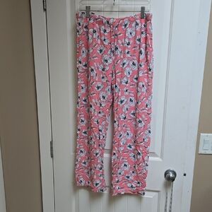 La Vie En Rose Coral Pink Floral Women's Lounge Pants Mediu.